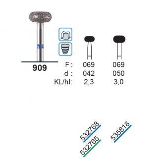 Mũi mài răng bánh xe  lớn 909 - F069 - DFS - Hộp 5 mũi