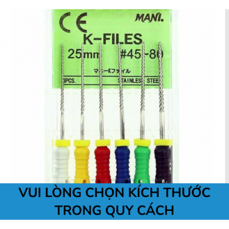 Mũi trâm K-files Mani - Nhiều kích thước - Hộp 6 cây